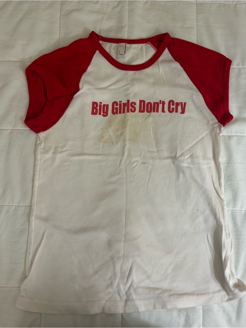 Red & White 'Big Girls Don't Cry' Raglan Tee